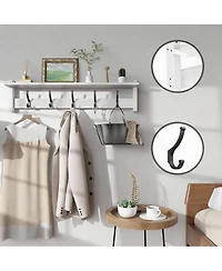 Yigii 5-Hook Wall Coat Rack with Shelf
