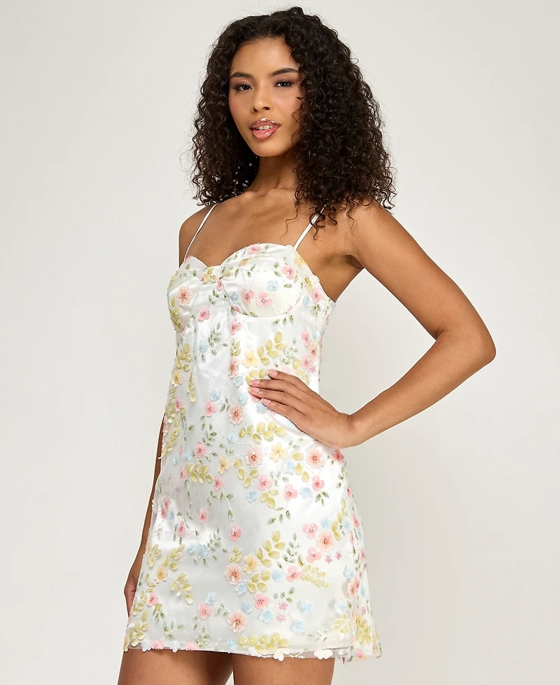 Seni & Cade Juniors' 3D Flowers Sequin Short Dress