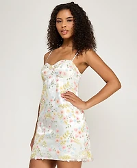 Seni & Cade Juniors' 3D Flowers Sequin Short Dress