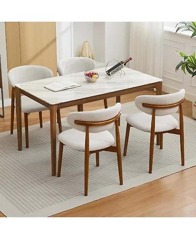 gaomon Mid Century Modern Wooden Dining Chairs Set, Fabric Upholstered Ergonomic Dining Room Seating