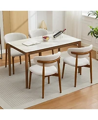 gaomon Mid Century Modern Wooden Dining Chairs Set, Fabric Upholstered Ergonomic Dining Room Seating