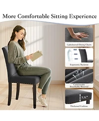 gaomon Set of Linen Upholstered Parsons Dining Chairs