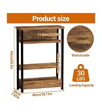 gaomon Tiger Stripe Brown Narrow Side Table, Storage Shelf & Magazine Rack Slim Nightstand for Small Spaces