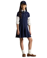 Big Girls Cotton Mesh Short Sleeve Polo Dress