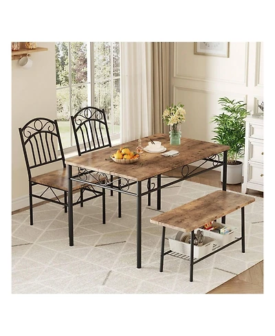 Gaomon Kitchen Table Dining Table Set For 4 4Piece Dining Room Table and Chairs 43.3inch Kitchen Table Set