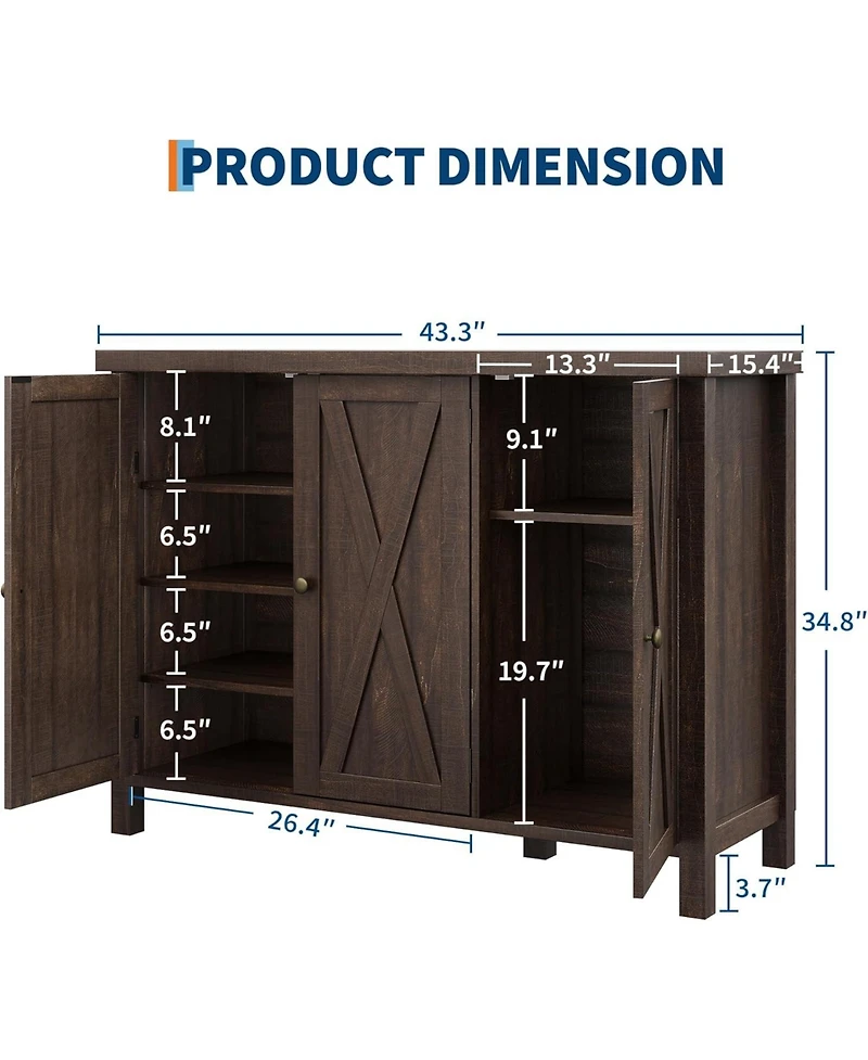 gaomon Shoe Cabinet with Doors, Farmhouse 35'' Shoe Storage Cabinet, 4-Tier Entryway Shoe Storage, Large Shoe Organizer Cabinet