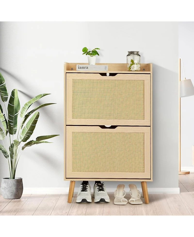 gaomon Shoe Storage Cabinet with Flip-Drawers, Ventilated Hidden Narrow Shoe Cabinet | Odor-Resistant Mdf Shoe Cabinet Storage