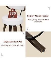 Dyhome 24 inches Bar Stools Set of 3, Modern Counter Height Bar Stools with Wood Back, Boucle Fabric Upholstered Barstools for Home, Cafe