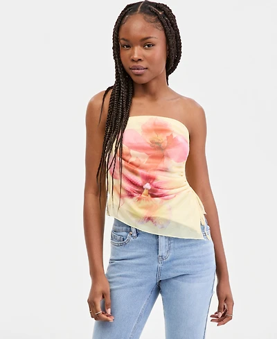 Madden Girl Juniors' Hibiscus Mesh Tube Top