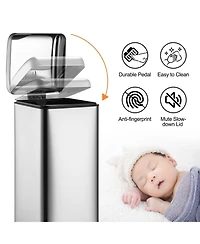 Gaomon 8 Gallon Step Trash Can, Square Fingerprint-Proof Garage Can