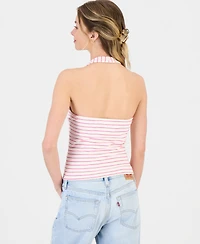 Just Polly Juniors' Striped Knit Halter Top