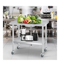 Gaomon Kitchen Table Stainless Steel Table Commercial Prep Work Table for Dining Room, Home Office, Living Room