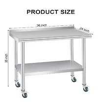 Gaomon Kitchen Table Stainless Steel Table Commercial Prep Work Table for Dining Room, Home Office, Living Room
