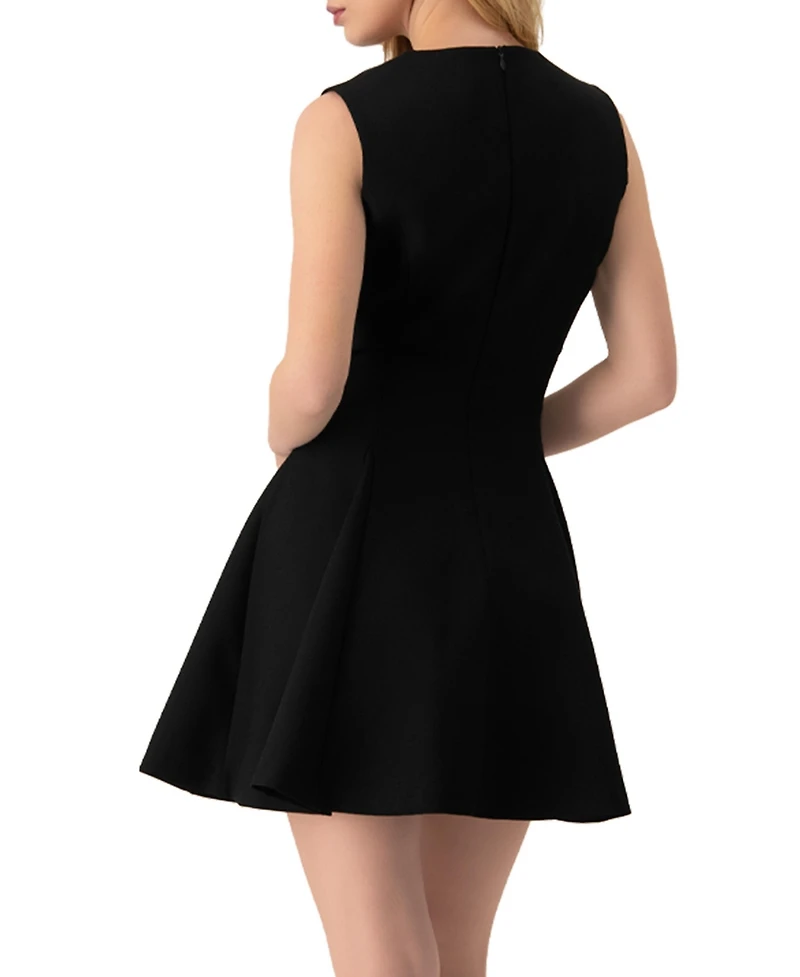 Draft - Ivonne Women's Sleeveless Black Six Button Mini Dress