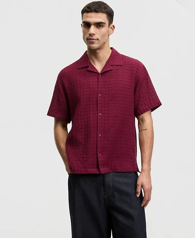 Mode of One Men's Relaxed-Fit Crinkled Short-Sleeve Shirt, Macy's Exclusive