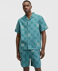 Mode of One Men's Relaxed-Fit Checker Short-Sleeve Shirt, Macy's Exclusive