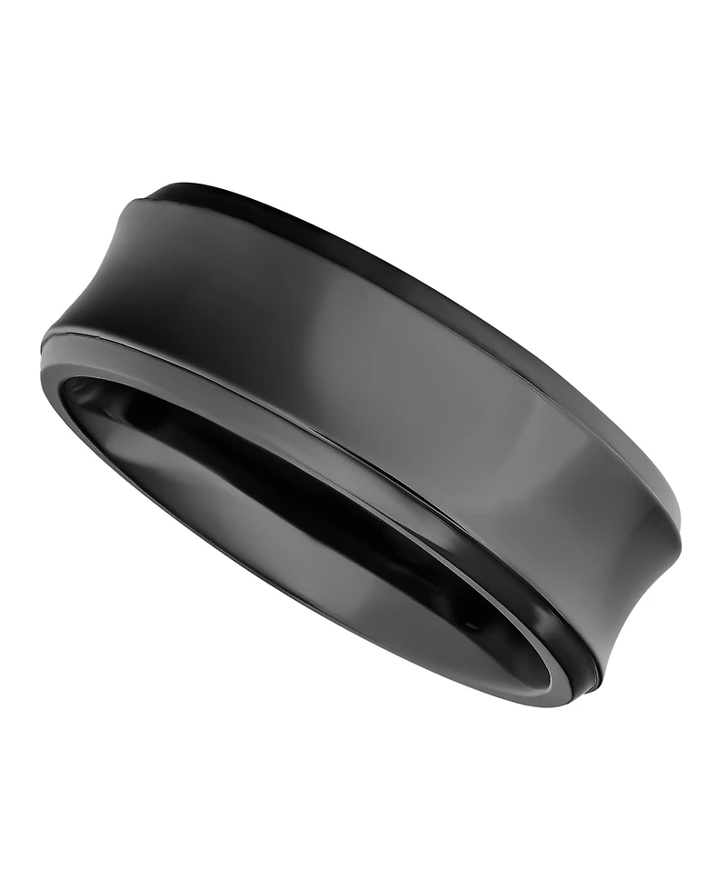 Triton Men's Black Titanium Ring, Concave Wedding Band (8mm)