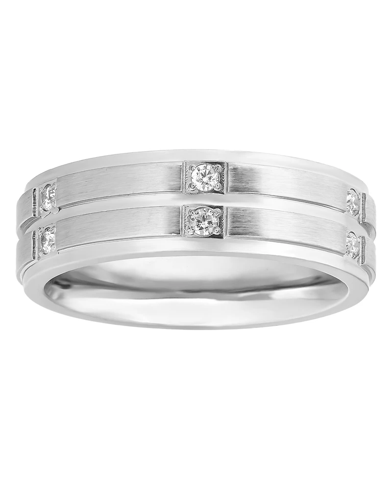 Triton Men's Diamond Wedding Band Ring Stainless Steel (1/6 ct. t.w.)
