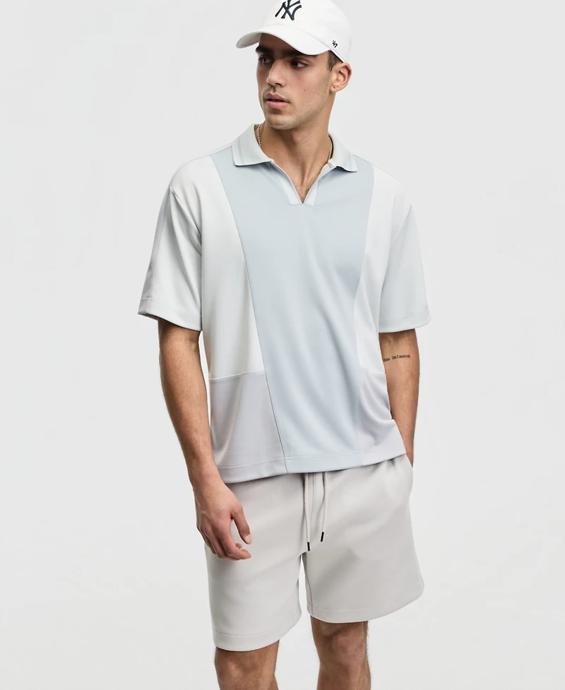 Mode of One Men's Relaxed-Fit Spliced Polo Shirt, Macy's Exclusive