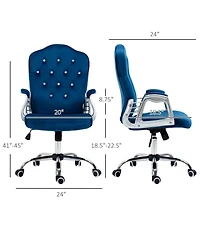 Boyel Living Home Office Chair Velvet Computer Chair Button Tufted with Swivel Wheels