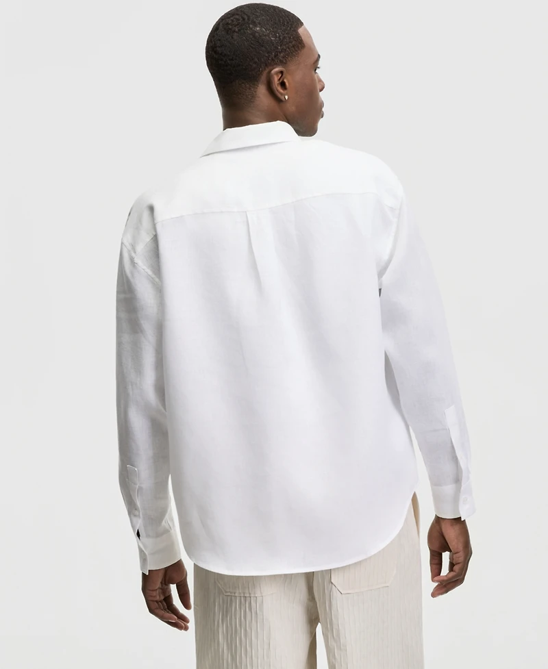 Mode of One Men's Relaxed-Fit Long-Sleeve Linen Shirt, Macy's Exclusive