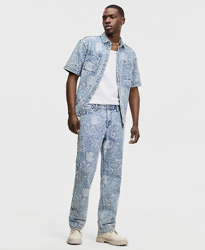 Mode of One Men's Meadow Straight-Fit Floral Jacquard Jeans, Macy's Exclusive