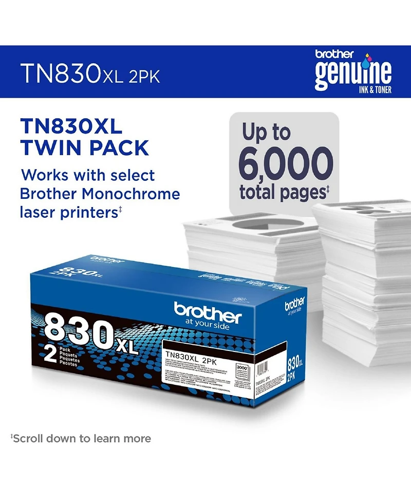 Brother TN830XL2PK 3,000 Page-Yield High-Yield Toner - Black (2/Pack)