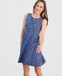 Style & Co Petite Printed Lace-Up Tank Dress, Macy's Exclusive