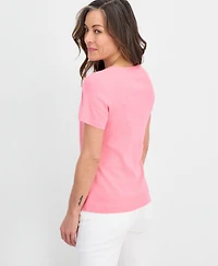 Style & Co Petite Cotton Henley Short-Sleeve T-Shirt, Exclusively at Macy's