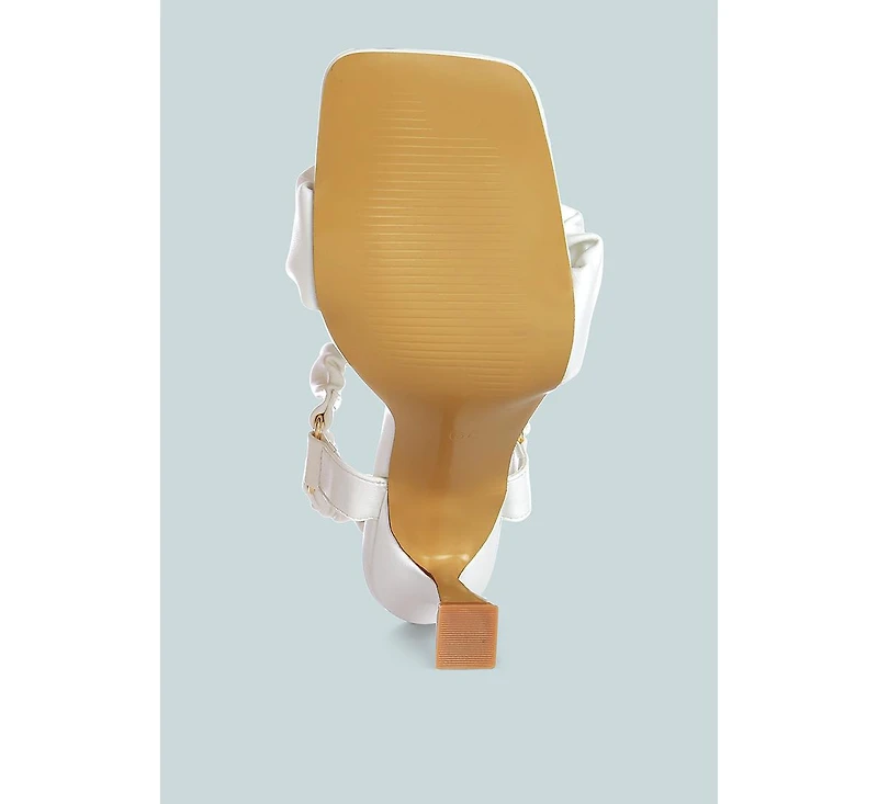 merker ruched spool heel casual sandals