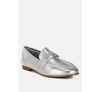 Eden Ode Rhinestone Strap Metallic Loafers