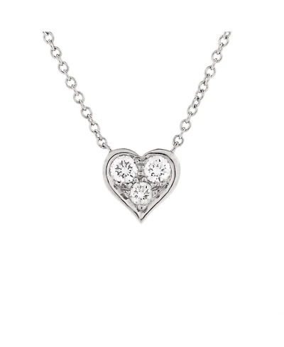 Pre-Owned Tiffany & Co Heart 3 Diamond Pendant Necklace