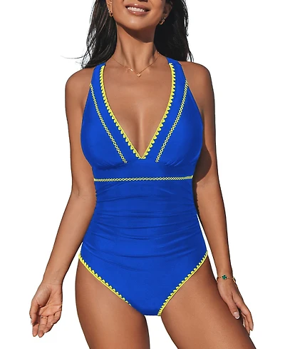 Cupshe Women's Cross Back Scoop One Piece Swimsuit