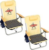 Rio Beach 2 x 2 x 3 ft Yellow Life Is Good 4-Position Backpack Beach Chair 2 Pack