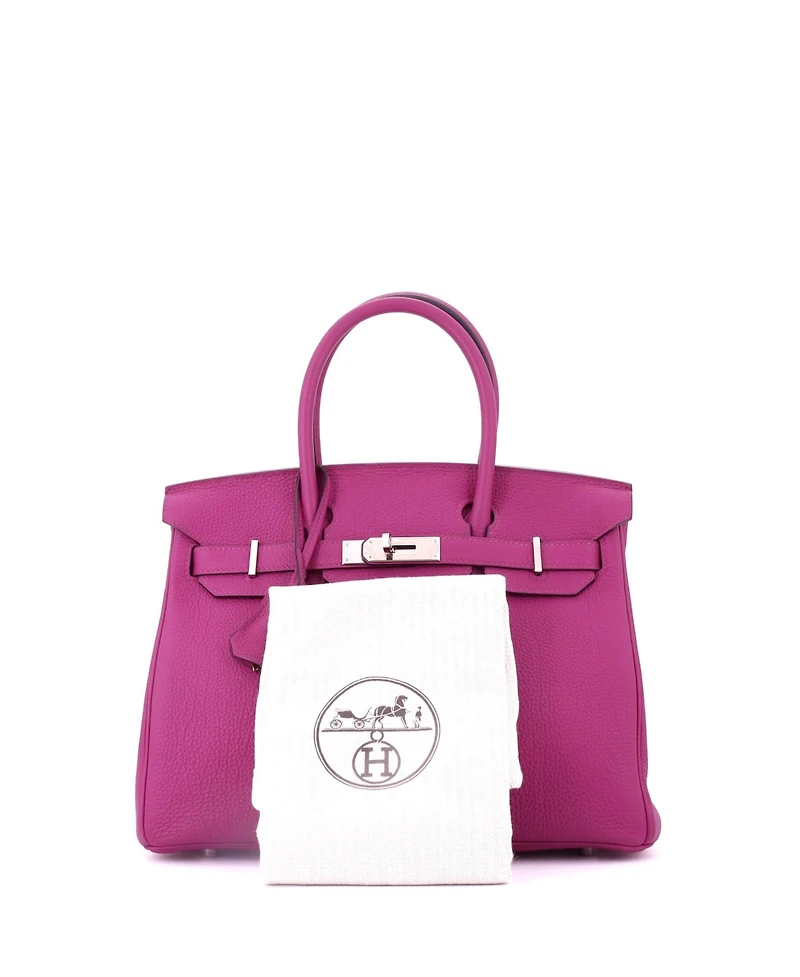 Pre-Owned HERMES Birkin 30 Handbag Pink Togo with Palladium Hardware