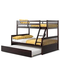 Slickblue Twin Over Full Bunk Bed with Trundle, Convertible Design