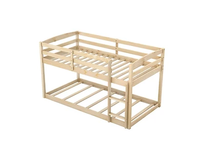 Bunk Bed with High Guardrails and Integrated Ladder