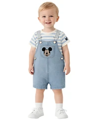 Disney Baby Boys' Mickey Mouse Bodysuit & Denim Shortall, 2-Piece Set