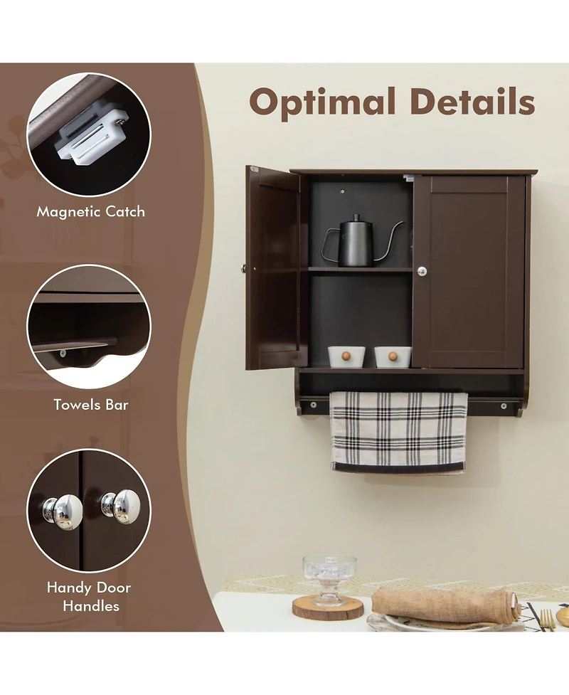 Volenca Wall-Mount Bathroom Medicine Cabinet with Storage and Towel Bar