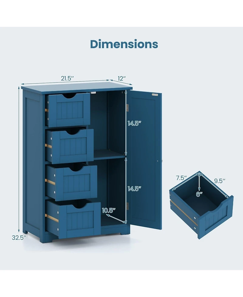 Volenca Freestanding Indoor Wood Storage Cabinet with 4 Drawers