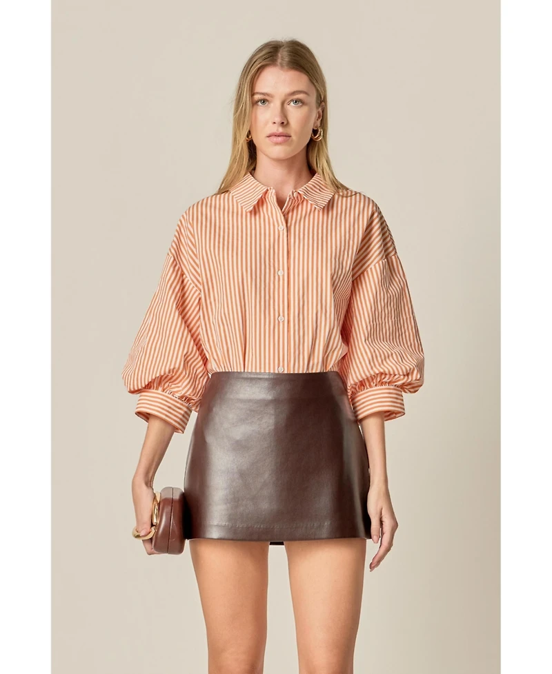 English Factory Women's Striped Ballon Sleeves Shirt