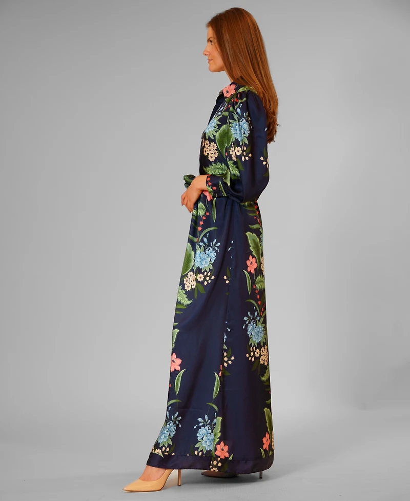 julia jordan Women's Long-Sleeve Collared Maxi Shirt Dress