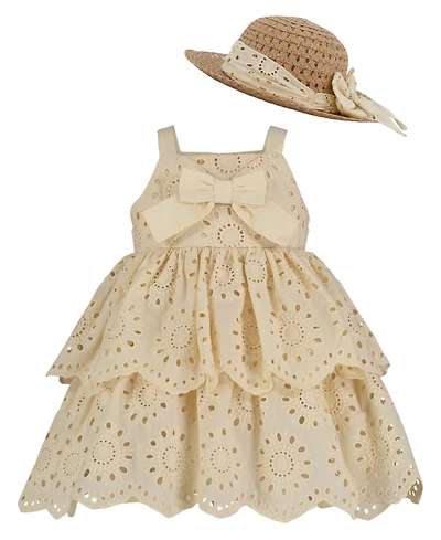Blueberi Boulevard Baby Girls' Eyelet Sundress and Hat