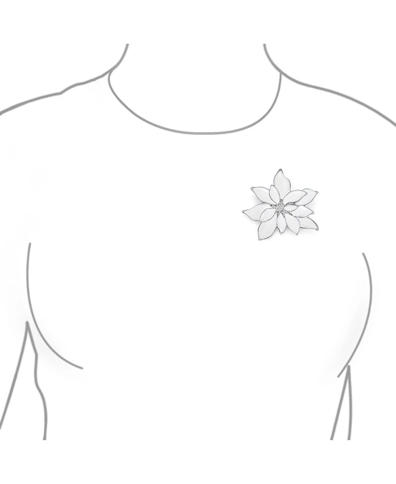 Bling Jewelry Large Statement Flower Holiday Brooch Pin Red Enamel Poinsettia Christmas Scarf