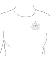 Bling Jewelry Large Statement Flower Holiday Brooch Pin Red Enamel Poinsettia Christmas Scarf