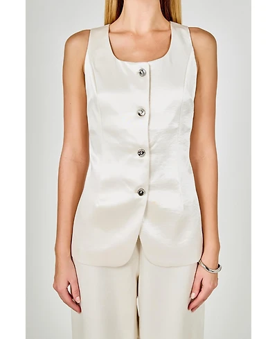 endless rose Women's Satin Velvet Scoop Neck Top