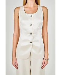 endless rose Women's Satin Velvet Scoop Neck Top