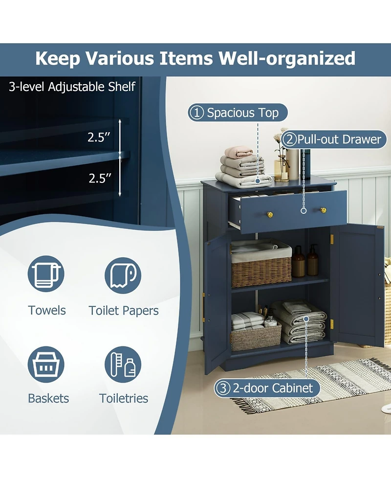 Draft - Volenca Modern Buffet Sideboard Floor Storage Cabinet with Doors, Drawer, and Adjustable Shelf