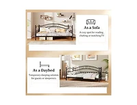 Draft - Slickblue Modern Twin Metal Daybed Frame with Headboard Support
