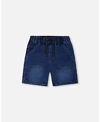 Draft - Deux par Baby Boys French Terry Navy Blue Denim Shorts